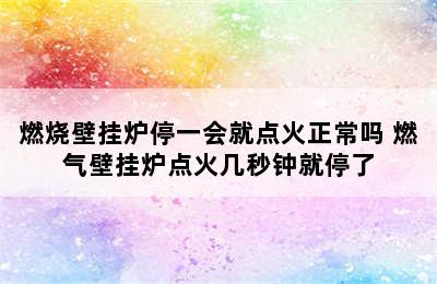 燃烧壁挂炉停一会就点火正常吗 燃气壁挂炉点火几秒钟就停了